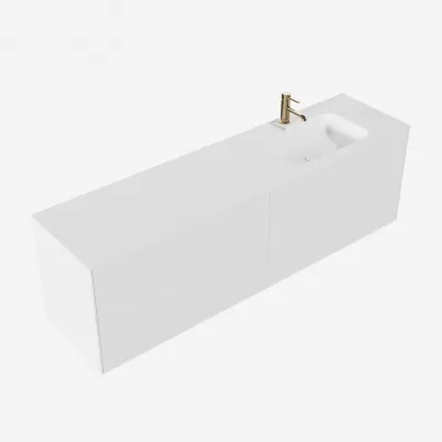 Pulcher Mood 180R Soft - Badmøbel 180x46 cm, Mathvid m/ SolidTec® vask
