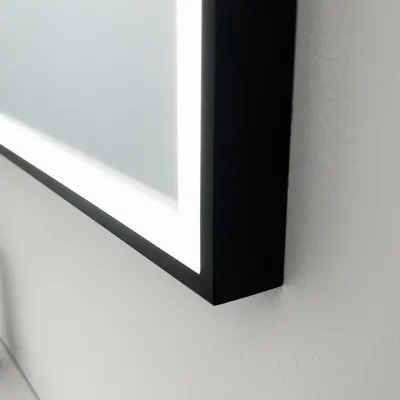 Pulcher Soho Mirror PSM-8080 - 80x80 cm., spejl m/lys og lysstyring, Matsort ramme