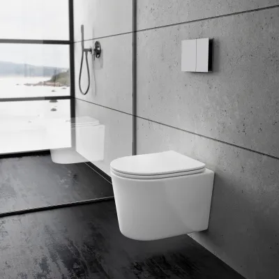 Stilo PS1-18 - Toilet 49 cm, Hvid, Rimless + EasyClean Coat
