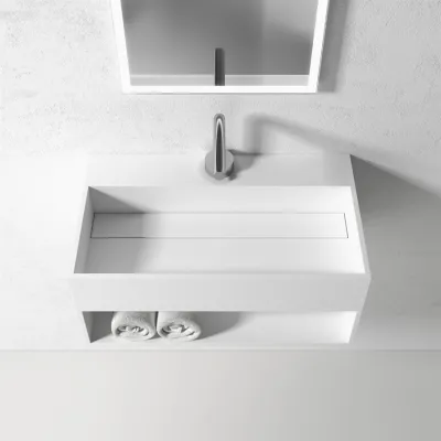 Boxo 60 - 60x35 Håndvask med opbevaring, Mathvid SolidTec®