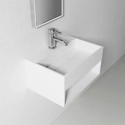 Boxo 50 - 50x35, Håndvask med opbevaring, Mathvid SolidTec®