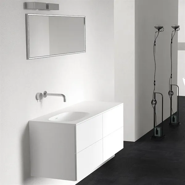 Block Soft 120L - Badmøbel 120x46 cm, Mathvid m/ SolidTec® vask til venstre