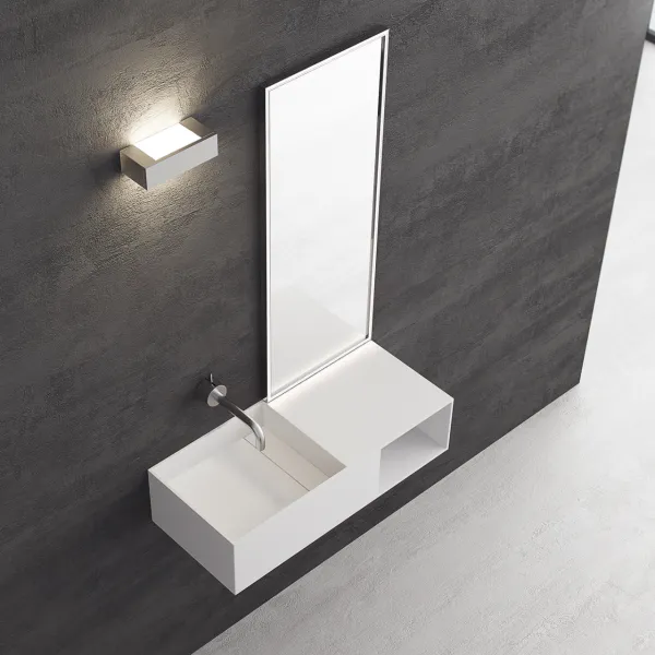 Boxo 80L - 80x35, Vask til venstre, Mathvid SolidTec®