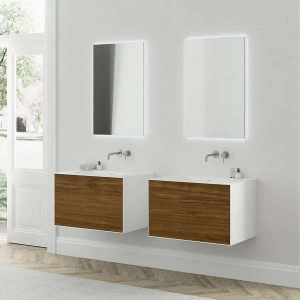 Copenhagen Chic 80 - Badmøbel MKII, Glacier White Corian® m/American Walnut
