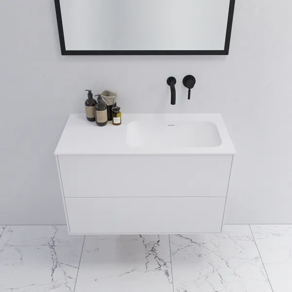 Pulcher Mood 90R Soft - Badmøbel 90x46 cm, Mathvid m/ SolidTec® vask