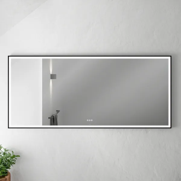 Pulcher Soho Mirror PSM-1880 - 180x80 cm., speil m/lys og lysstyring, matt sort ramme