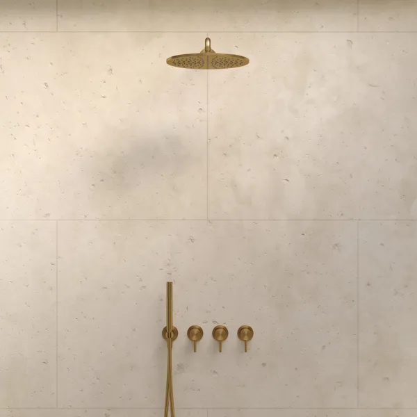 Semplice STB801 S07 - Rain DeLux SmartTerm Ø30 cm EasyClean, Væg, PVD Børstet Messing