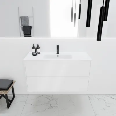 ArkiLife® Cobus ACC1036 CPH Square - Kompakt Badmøbel 101x36 cm  m/Porcelænsvask