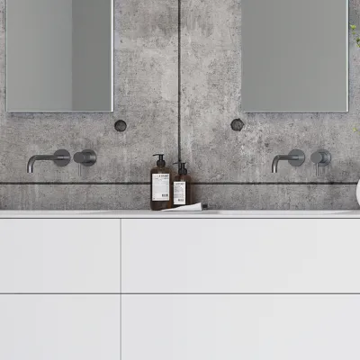 Semplice SHV502 - 1-grebs Håndvask armatur, 22 cm. tud, PVD Børstet Stål
