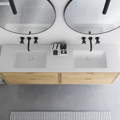 CPH Tapwork Soho 180D - Snedkermøbel i Natur Eg inkl. Mathvid SolidTec vask