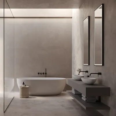 Pulcher® Soho Mirror PSM-1453 - 140x53,5 cm., spejl m/lys og lysstyring, Matsort ramme