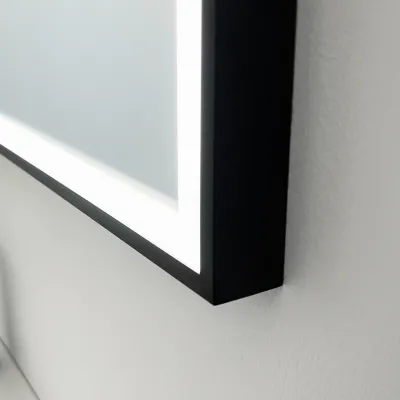 Pulcher Soho Mirror PSM-6080 - 60x80 cm., spejl m/lys og lysstyring, Matsort ramme