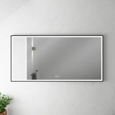 Pulcher Soho Mirror PSM-1680 - 160x80 cm., spejl m/lys og lysstyring, Matsort ramme