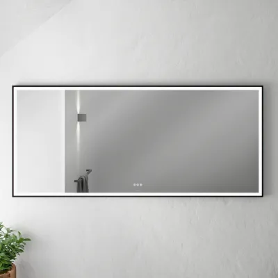 Pulcher Soho Mirror PSM-1880 - 180x80 cm., spejl m/lys og lysstyring, Matsort ramme