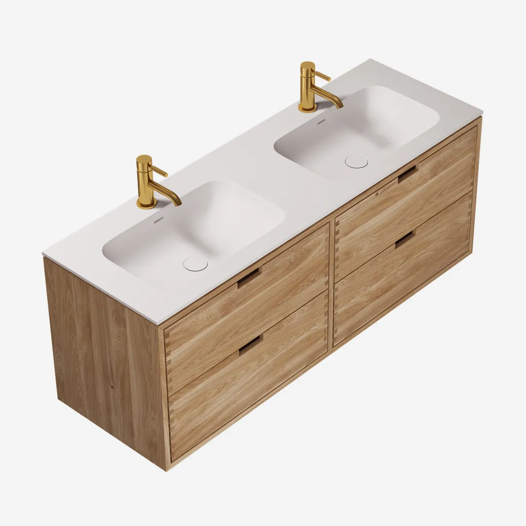CPH Tapwork Soft 140D - Snedkermøbel i Natur Eg inkl. Mathvid SolidTec dobb.vask