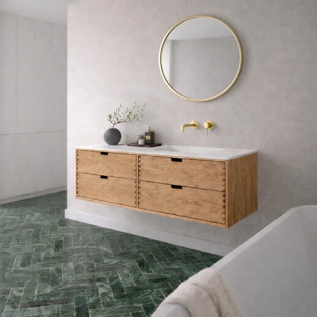 CPH Tapwork Soft 180R - Fingertappet Snedkermøbel i Natur Eg inkl. Mathvid SolidTec® Vask