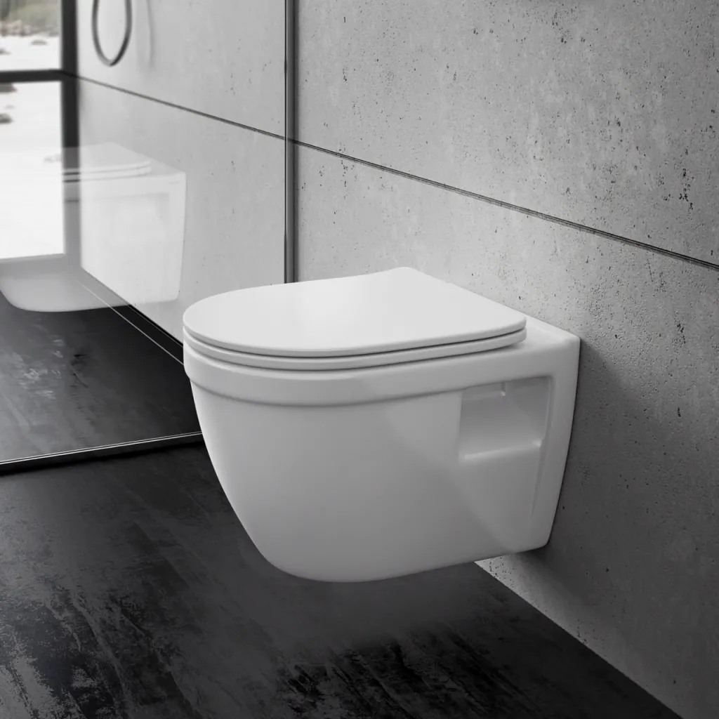Stool AS1-18 - Toilet 52 cm, inkl. soft close sæde, Hvid, Rimless + EasyClean Coat