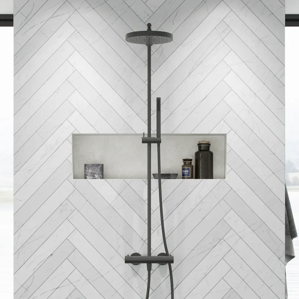 Semplice SRL10 - Termostatsæt, XL Rain DeLux Ø24 m/EasyClean, PVD Matt Gun metal