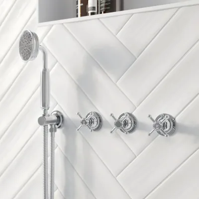 Hassel&Teudt HBR704 S04 - Brusesæt m/Ø31 cm. Rain DeLuxe m/EasyClean, Loft, Krom