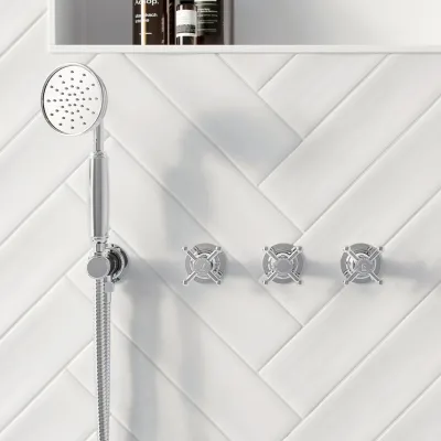 Hassel&Teudt HBR704 S04 - Brusesæt m/Ø31 cm. Rain DeLuxe m/EasyClean, Loft, Krom