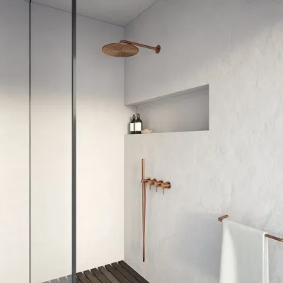 Semplice STB801 S07 - Rain DeLux SmartTerm Ø30 cm EasyClean, Væg, PVD Børstet Kobber
