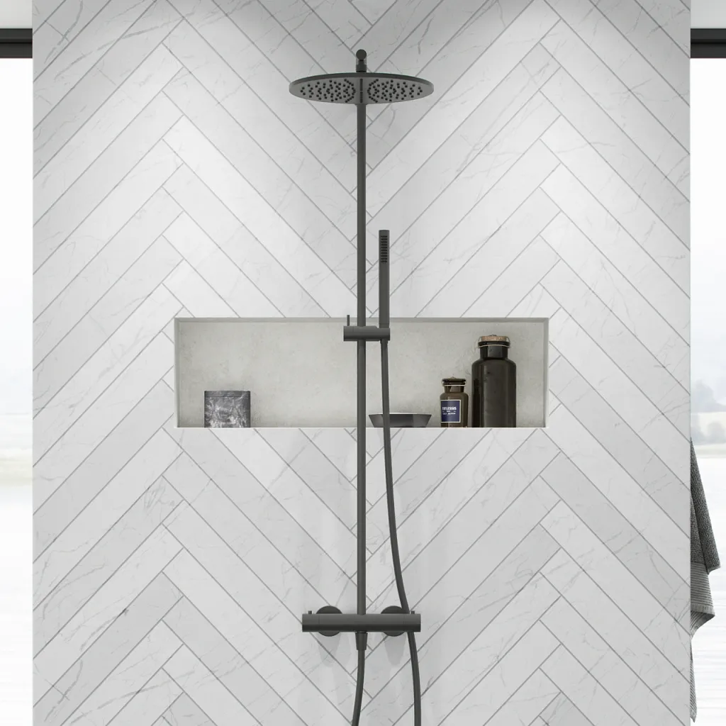 Semplice SRL10 S03 - Termostatsæt, Rain DeLuxe RHB30, Ø30 cm., PVD Matt Gun Metal