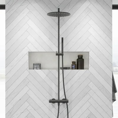 Semplice SRL10 S03 - Termostatsæt, Rain DeLuxe RHB30, Ø30 cm., PVD Matt Gun Metal