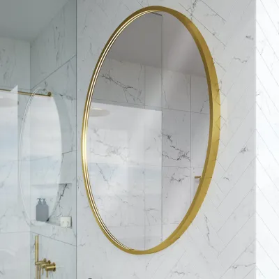 Pulcher Mood 1 PM1-110 - Ø110 cm Dugfrit spejl m/lys og lysstyring, Børstet Messing