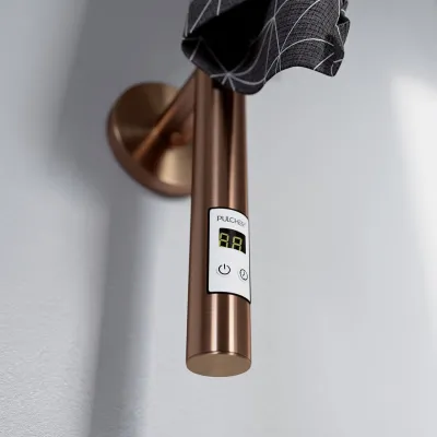Pulcher Style PS14 - Elektrisk Håndklædetørrer m/timer, PVD Børstet Kobber
