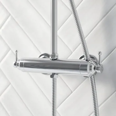 Hassel&Teudt HRL10 S01 - SmartTerm stang-brusesæt m/Ø21 cm. Rain DeLuxe m/EasyClean, Krom