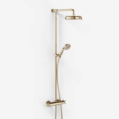 Hassel&Teudt HRL10 II S01 - SmartTerm stang-brusesæt m/Ø21 cm. Rain DeLuxe m/EasyClean, Poleret Messing Natur