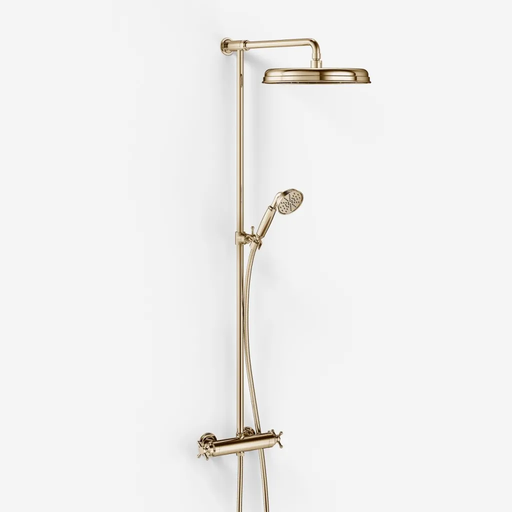 Hassel&Teudt HRL10 II S02 - SmartTerm stang-brusesæt m/Ø31 cm. Rain DeLuxe m/EasyClean, Poleret Messing Natur