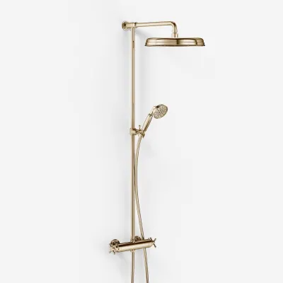 Hassel&Teudt HRL10 II S02 - SmartTerm stang-brusesæt m/Ø31 cm. Rain DeLuxe m/EasyClean, Poleret Messing Natur