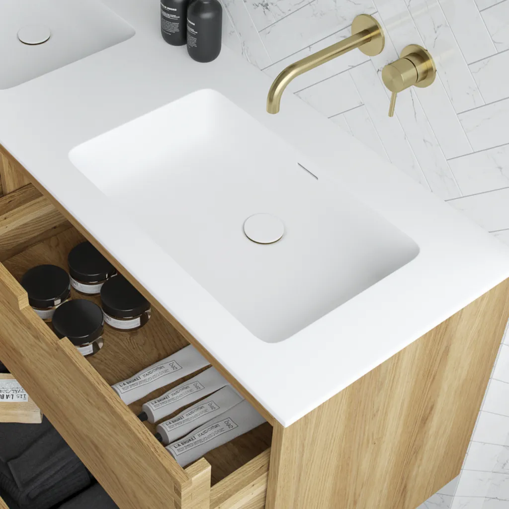 CPH Tapwork Soho 60 - MKII, Fingertappet Snedkermøbel i Natur Eg inkl. Mathvid SolidTec® Vask