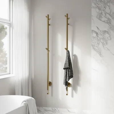 Pulcher® Style PS14 - Elektrisk Håndklædetørrer m/timer, PVD Børstet Messing