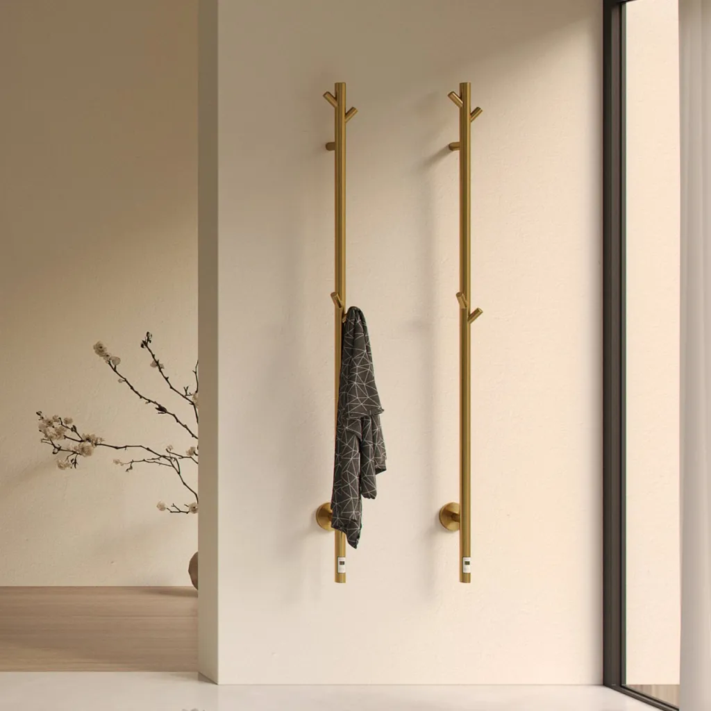 Pulcher® Style PS14 - Elektrisk Håndklædetørrer m/timer, PVD Børstet Messing