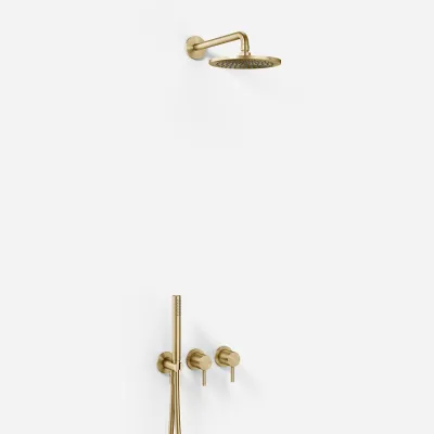 Semplice SBR801 S05 - Brusesæt Rain DeLuxe Ø20 cm, Væg, PVD Børstet Messing