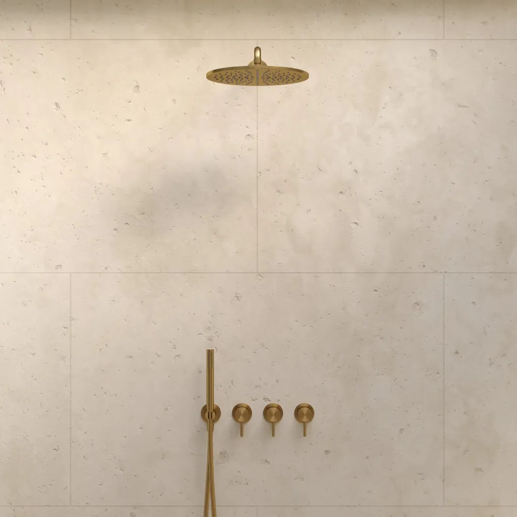 Semplice STB801 S07 - Rain DeLux SmartTerm Ø30 cm EasyClean, Væg, PVD Børstet Messing