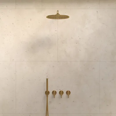 Semplice STB801 S07 - Rain DeLux SmartTerm Ø30 cm EasyClean, Væg, PVD Børstet Messing