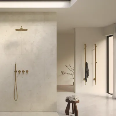 Semplice STB801 S07 - Rain DeLux SmartTerm Ø30 cm EasyClean, Væg, PVD Børstet Messing