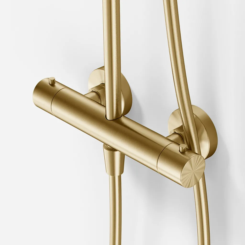 Semplice SRL10 S03 - Termostatsæt, Rain DeLuxe RHB30, Ø30 cm., PVD Børstet Messing