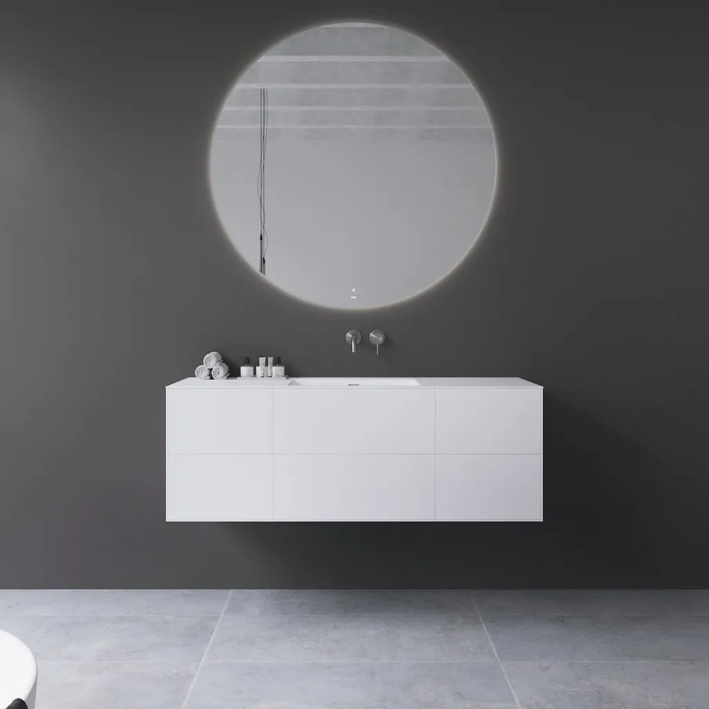 Copenhagen Chic 140 - MKII, Snedkermøbel, 6 skuffer, vask & korpus i Glacier White Corian® og fronter i Matwhite