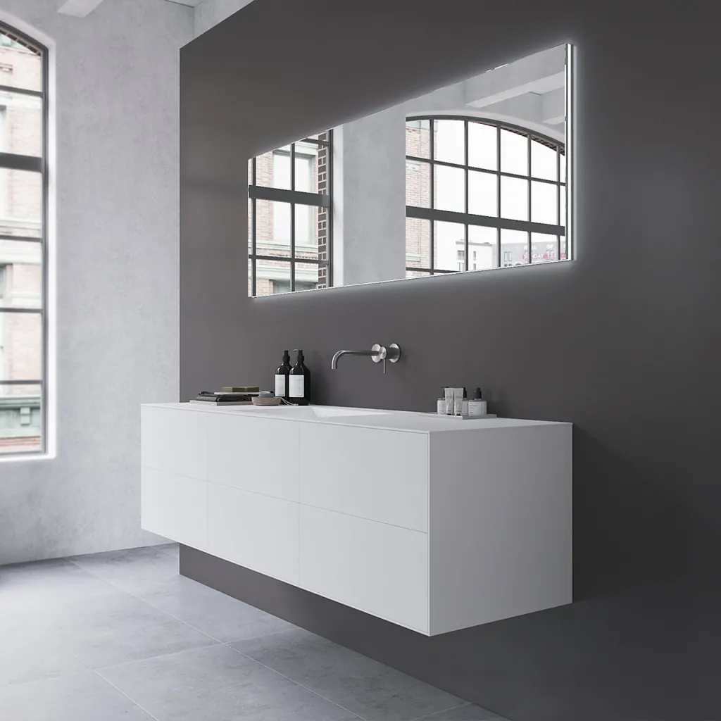 Copenhagen Chic 180 - MKII, Snedkermøbel, 6 skuffer, vask & korpus i Glacier White Corian® og fronter i Matwhite