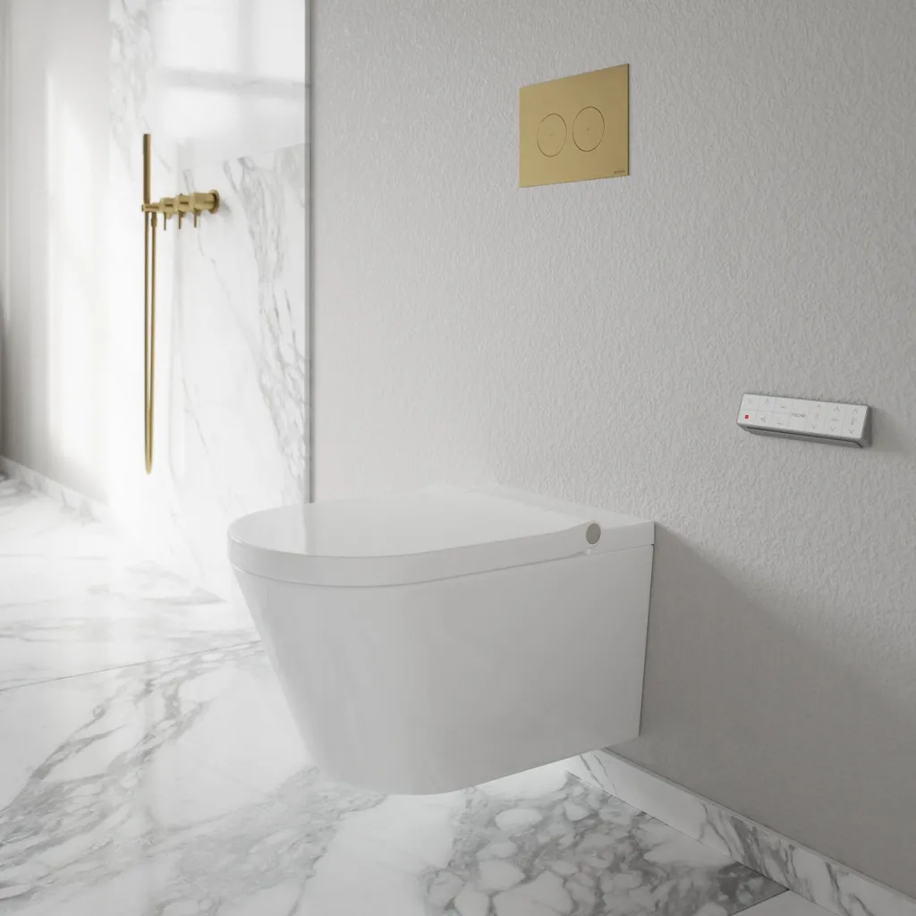 Aqualux PAX2-S Duschtoilet - LuxDusch Bidétfunktion & Soft-Close Sæde m/varme Vortex skyl Hvid