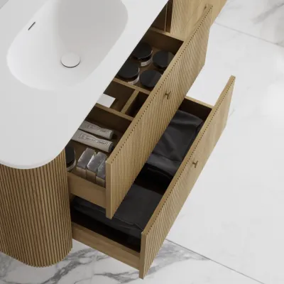 Noorwork 160D - Snedkermøbel i Natur Eg inkl. Mathvid Corian® Vaskebordplade