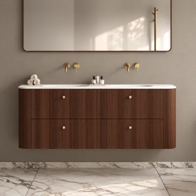 Noorwork 160D - Snedkermøbel i Valnød inkl. Mathvid Corian® Vaskebordplade