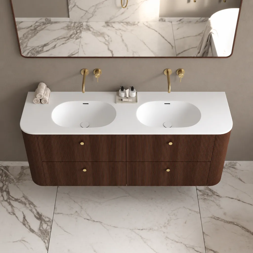 Noorwork 160D - Snedkermøbel i Valnød inkl. Mathvid Corian® Vaskebordplade