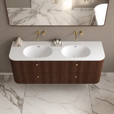 Noorwork 160D - Snedkermøbel i Valnød inkl. Mathvid Corian® Vaskebordplade