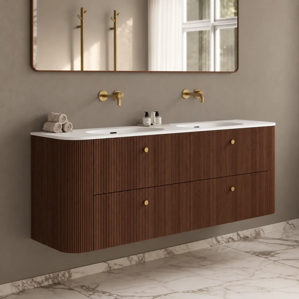 Noorwork 160D - Snedkermøbel i Valnød inkl. Mathvid Corian® Vaskebordplade
