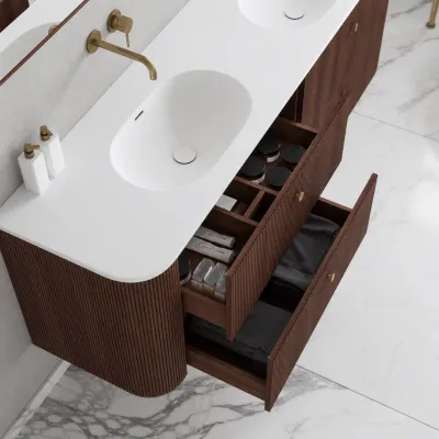 Noorwork 160D - Snedkermøbel i Valnød inkl. Mathvid Corian® Vaskebordplade